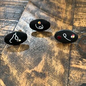 Vintage Black hand painted Cufflinks